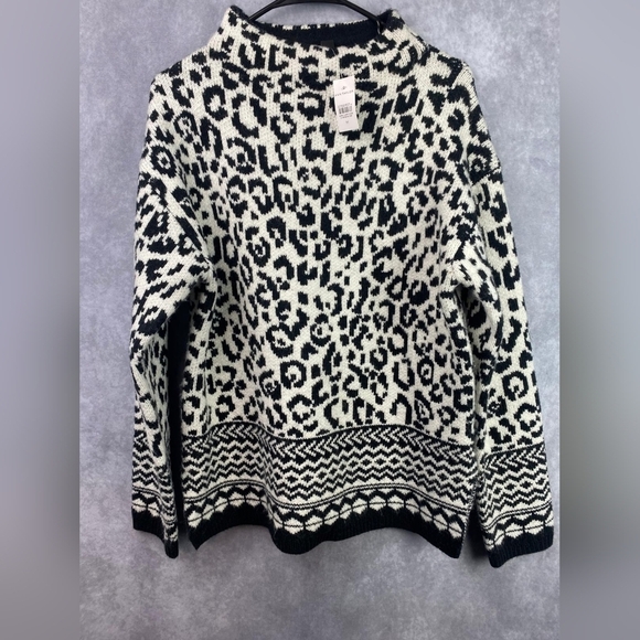 ANN TAYLOR Mixed Animal Print Mock Neck Sweater Women's Size M - Picture 6 of 12